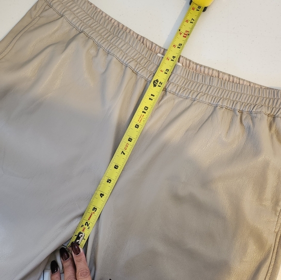 Aritzia Babaton Zedel Pants Beige Faux Leather Joggers 2XL Minimalist High Waist - Picture 11 of 13
